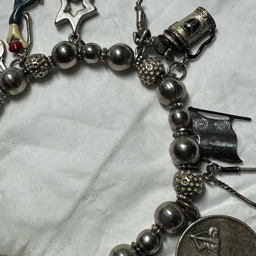 Vintage Charming Sterling Silver golf themed Charm Bracelet - Picture 10 of 16